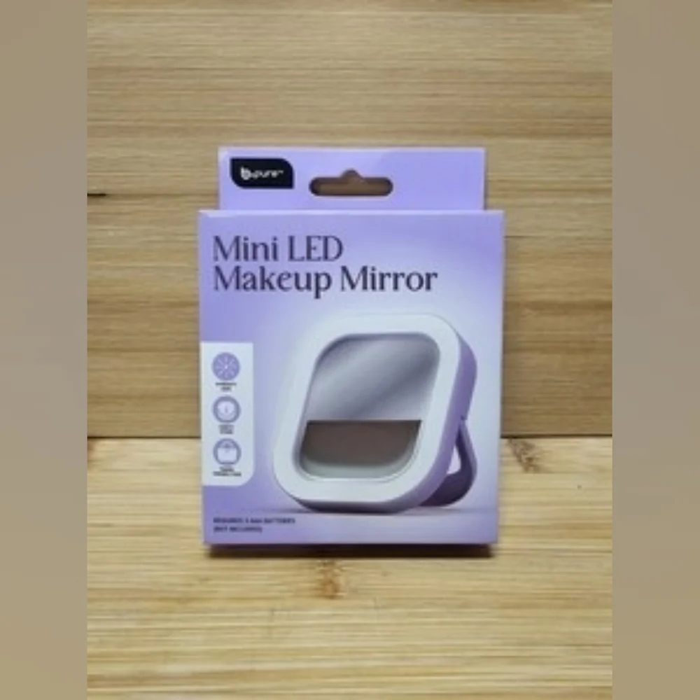 ❌️(SOLD) 🐆b-Pure Mini LED Makeup Mirror - Purple 💜 - Picture 1 of 3